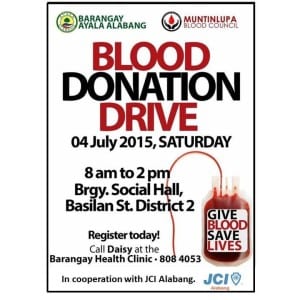 Blood Drive Jul 4, 2015 - Barangay Ayala Alabang