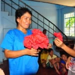 House mothers receiving the roses